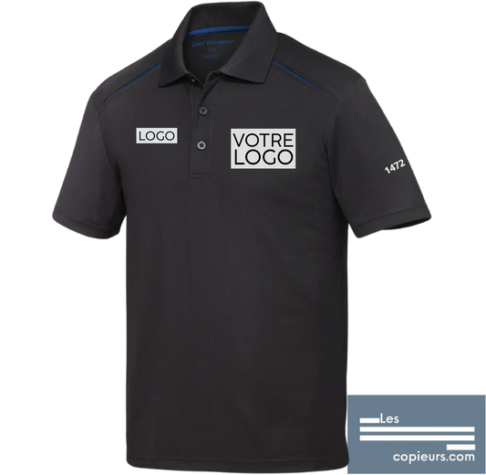 S4002 - Modèle boutique en ligne - Polo noir avec insertion couleur