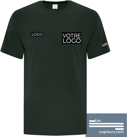 ATC1000V - Modèle boutique en ligne -T-shirt vert foncé à manches-courtes en coton