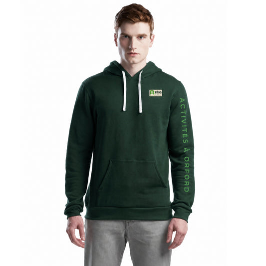 Jer26- Réso - Hoodie vert forêt en molleton de bambou avec écusson