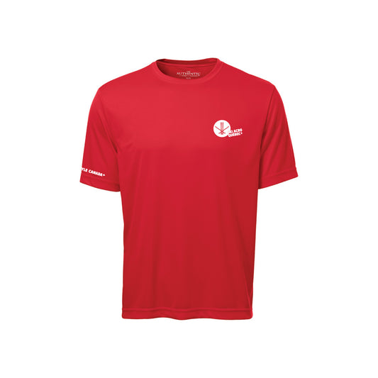 350MC-Ski acrobatique - T-shirt sport rouge à manches-courtes en tissu technique
