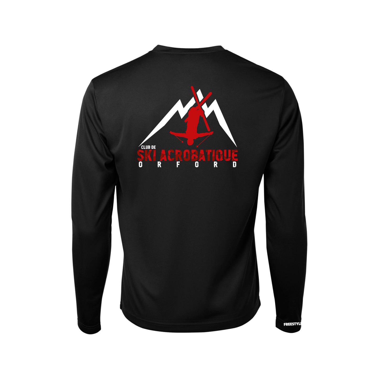 350-Ski acrobatique - Chandail sport noir à manches-longues en tissu technique