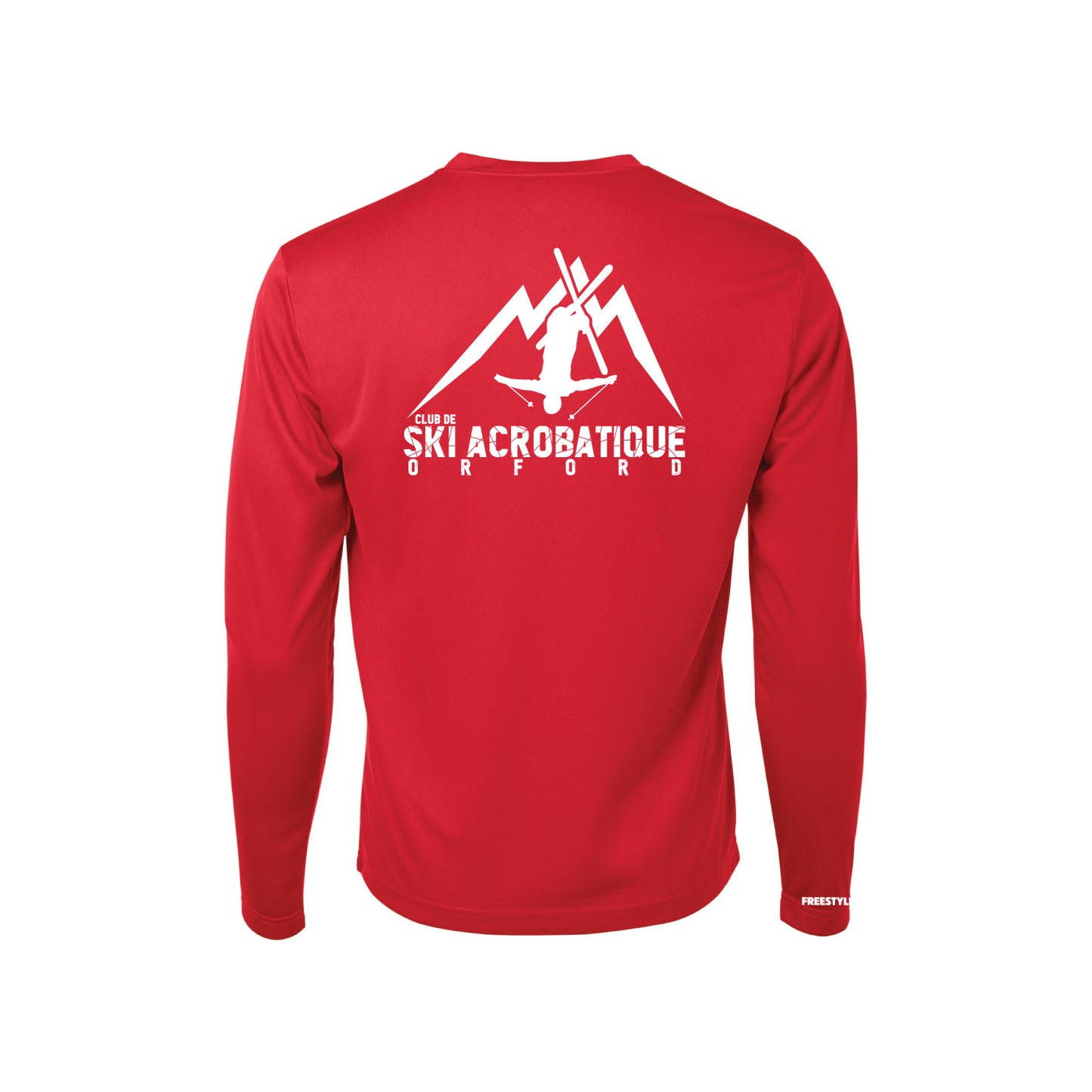 350-Ski acrobatique - Chandail sport rouge à manches-longues en tissu technique